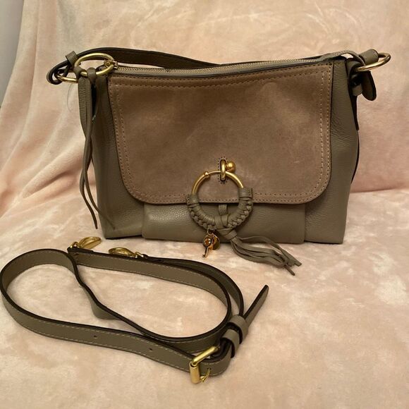 See By Chloe JOAN Handbag Taupe Greyish Purse Medium Size HandbagShoulder Strap - Picture 1 of 15